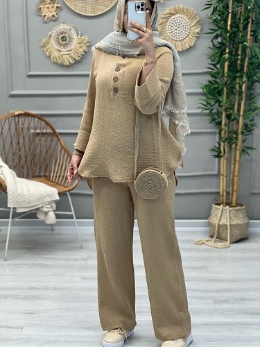 1165-ست دبل فیس دکمه چوبی