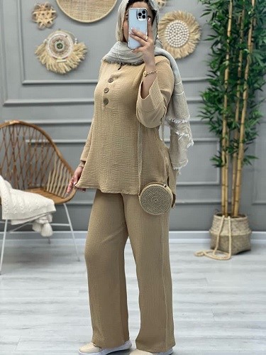 1165-ست دبل فیس دکمه چوبی