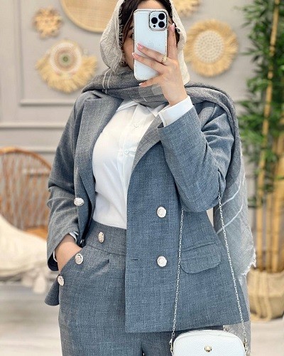 1202-کت و شلوار مزونی نیلی