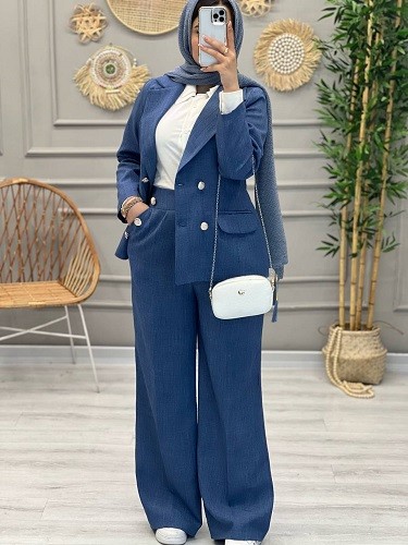 1202-کت و شلوار مزونی نیلی